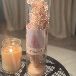 Mini Christmas Trees Pastel Pink with 18 Mini Ornaments New In Box